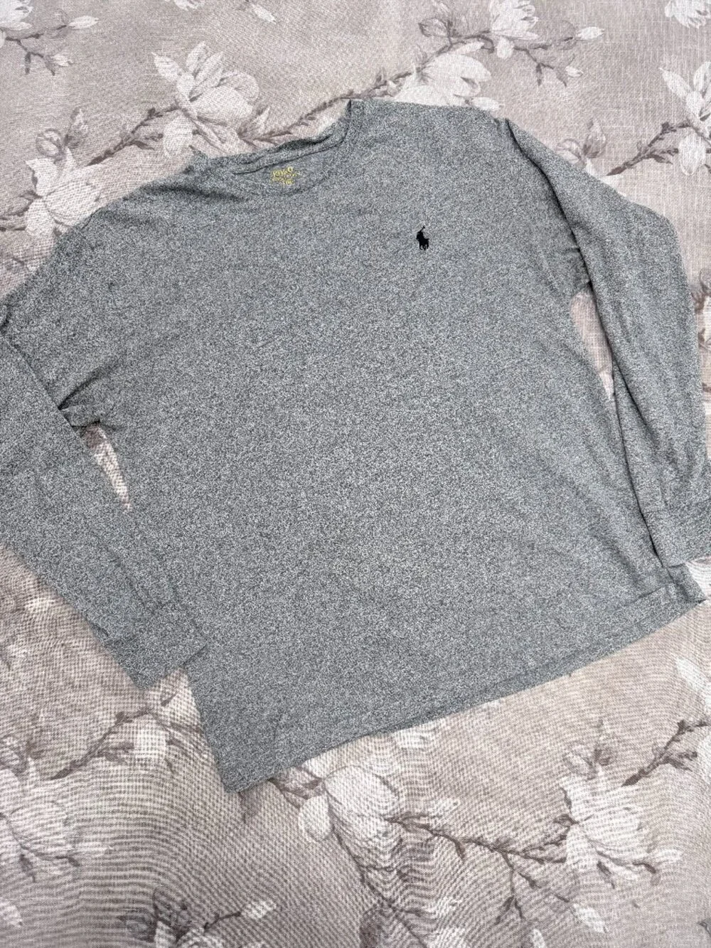 Polo Ralph Lauren Gray Long Sleeve Tee Shirt Black Pony Logo Medium M